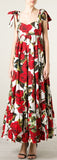 Long Rose-Print Dress