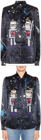 Space Printed Silk Blouse
