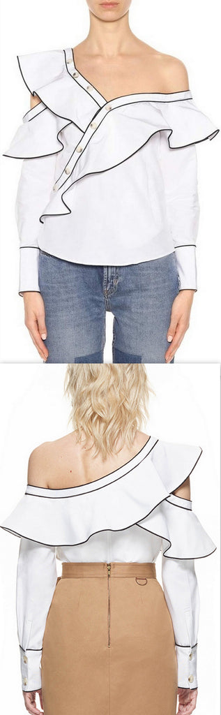 Frill Shirt, White - DESIGNER INSPIRED FASHIONS