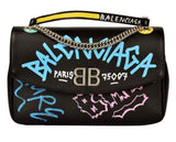 Graffiti Logo Leather Shoulder Bag