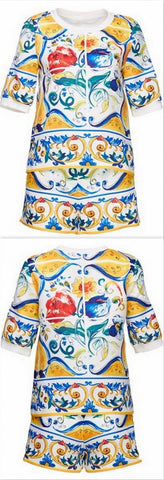 'Majolica' Print Top & Short Set - DESIGNER INSPIRED FASHIONS