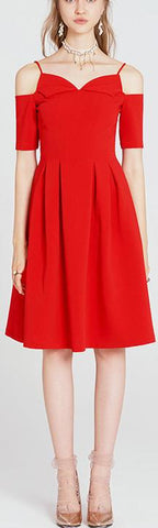 Red Cold-Shoulder Dress