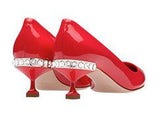 Crystal-Embellished Patent-Leather Pumps - Nude/Pink, Black or Red