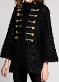 Black Wool Short Military Coat
