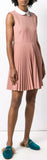 Embellished Collar Flared Pleated Dress, Pink