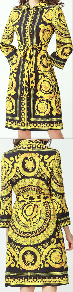 Baroque Print Shirt-Dress