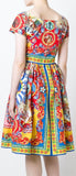 'Carretto' Print Cap-Sleeve Dress - DESIGNER INSPIRED FASHIONS