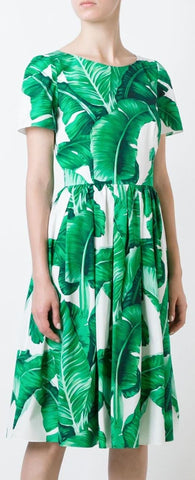 Banana-Leaf Print Dress - DESIGNER INSPIRED FASHIONS
