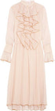 Ruffled Silk Chiffon Midi Dress - DESIGNER INSPIRED FASHIONS