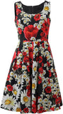 Daisy and Poppy Print Silk Dress | DESIGNER INSPIRED FASHIONS