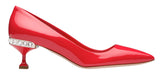 Crystal-Embellished Patent-Leather Pumps - Nude/Pink, Black or Red