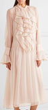 Ruffled Silk Chiffon Midi Dress - DESIGNER INSPIRED FASHIONS