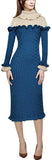 Color-Contrast Ruffle Knit Dress