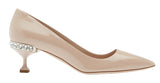 Crystal-Embellished Patent-Leather Pumps - Nude/Pink, Black or Red