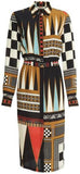 Backgammon Print Shirt-Dress - DESIGNER INSPIRED FASHIONS