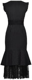 Black Lace-Detail Pinstripe Dress
