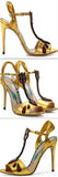 Crystal-Embellished Metallic Leather Sandals