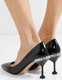 Crystal-Embellished Patent-Leather Pumps - Nude/Pink, Black or Red