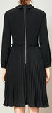 Embroidered Pleated Dress - Black or Red