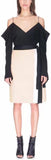 Black Cold-Shoulder Top & Asymmetric Skirt Set - DESIGNER INSPIRED FASHIONS
