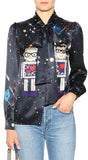 Space Printed Silk Blouse