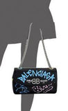 Graffiti Logo Leather Shoulder Bag