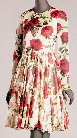 Rose Print Organza Dress - DESIGNER INSPIRED FASHIONS