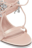 Satin Mule Sandals with Crystals - Nude, Fuchsia Pink, Black or Light Blue