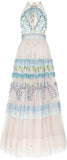 Maze-Embroidered Halter Gown