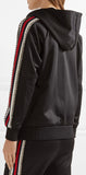 Black Crystal-Beaded Stripe Hoodie & Stirrup Pant Set