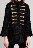Black Wool Short Military Coat