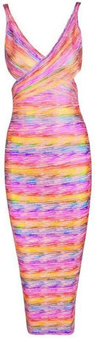 Multicolored Bandage Dress, Pink