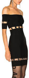 Black Strapless Tee Dress with Paillette Accents