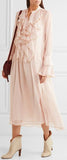 Ruffled Silk Chiffon Midi Dress - DESIGNER INSPIRED FASHIONS