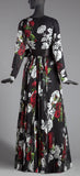 Long Elegant Floral Print Silk Dress - DESIGNER INSPIRED FASHIONS