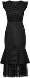 Black Lace-Detail Pinstripe Dress