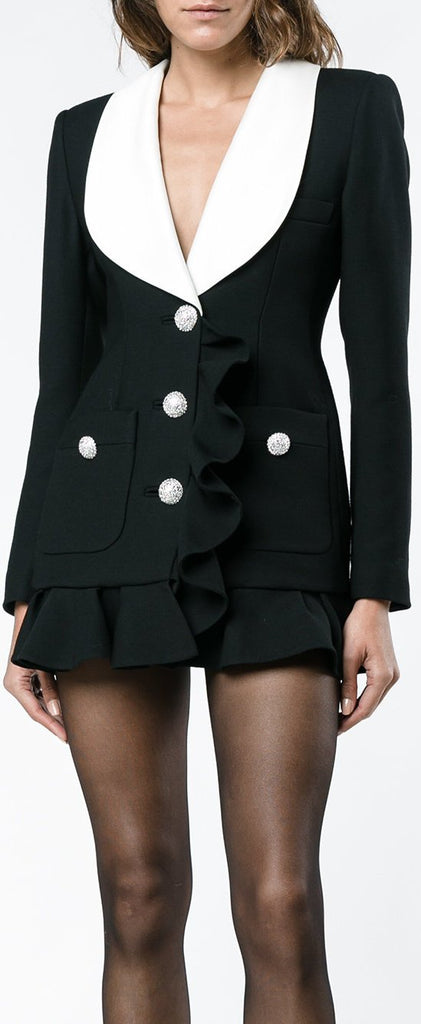Black Single-Breasted Blazer Dress