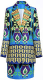 Multicolored Printed Blazer/Jacket & Skirt Set