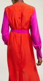 Asymmetrical Colour-Block Panelled Crepe Shirt-Dress