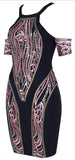 Sequin Embroidered Cold-Shoulder Bandage Mini Dress