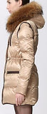 Short Puffer Coat with Contrast Zip-Pockets, Gold