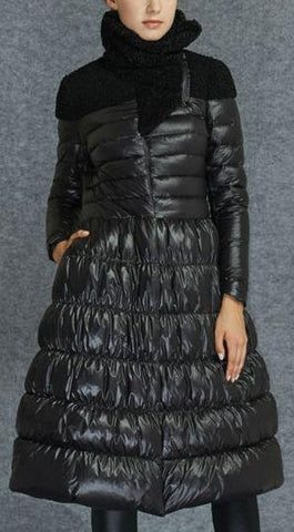 A-Line Puffer Down Coat in Black - DESIGNER INSPIRED FASHIONS
