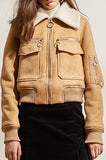 Wool-Collar Zip Bomber Jacket