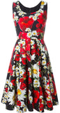 Daisy and Poppy Print Silk Dress | DESIGNER INSPIRED FASHIONS