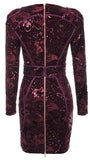 Embellished Floral-Embroidered Long-Sleeve Mini Dress
