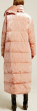 Crushed Velvet Down Coat with Scarf