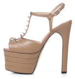 Studded Leather Platform Sandal Pump