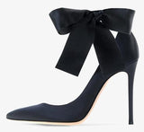 Lace-Up Satin Pumps - Black or Red