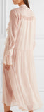 Ruffled Silk Chiffon Midi Dress - DESIGNER INSPIRED FASHIONS