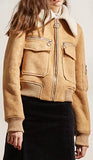 Wool-Collar Zip Bomber Jacket